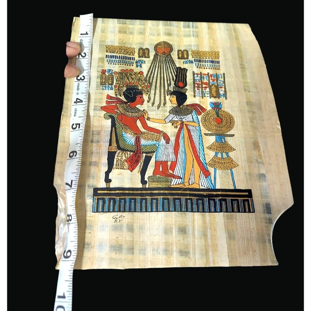 Set of Four Egyptian Hand Painted Art on Genuine Papyrus Paper T03 t - Picture 6 of 6